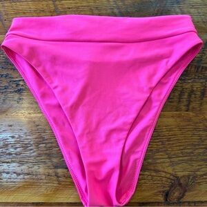 Aerie Bright Pink High Waisted Bikini Bottom (Size Small)